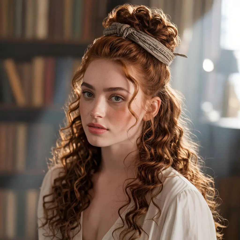 #3. The Half-Up Pirate Knot with Loose Curls