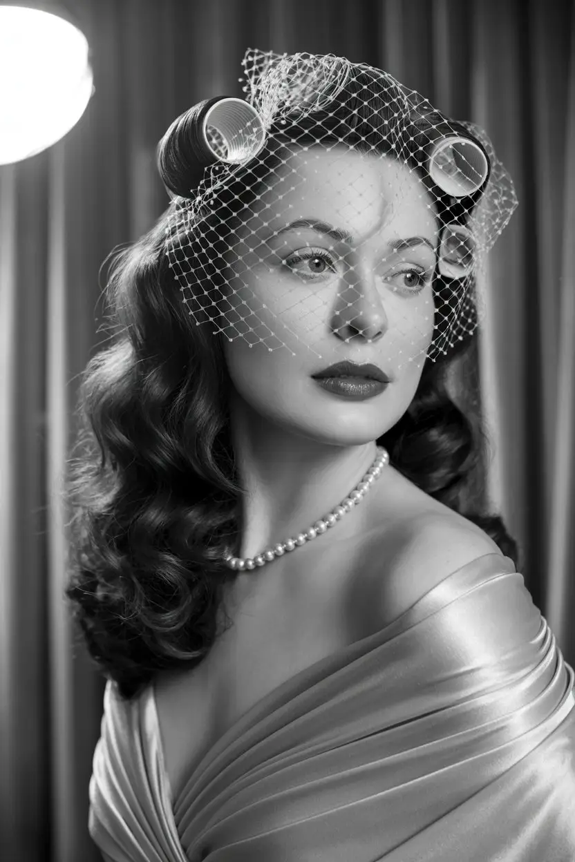 15 Ethereal Wedding Hairstyles With Veil: Soft and Stunning Bridal Inspirations 4 #3. Vintage Hollywood Glam with Birdcage Veil