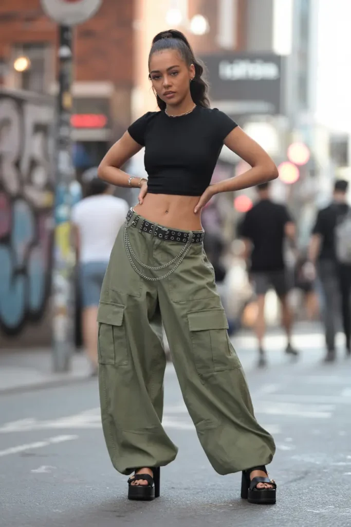 #4. Cargo Pants with a Cropped Tee