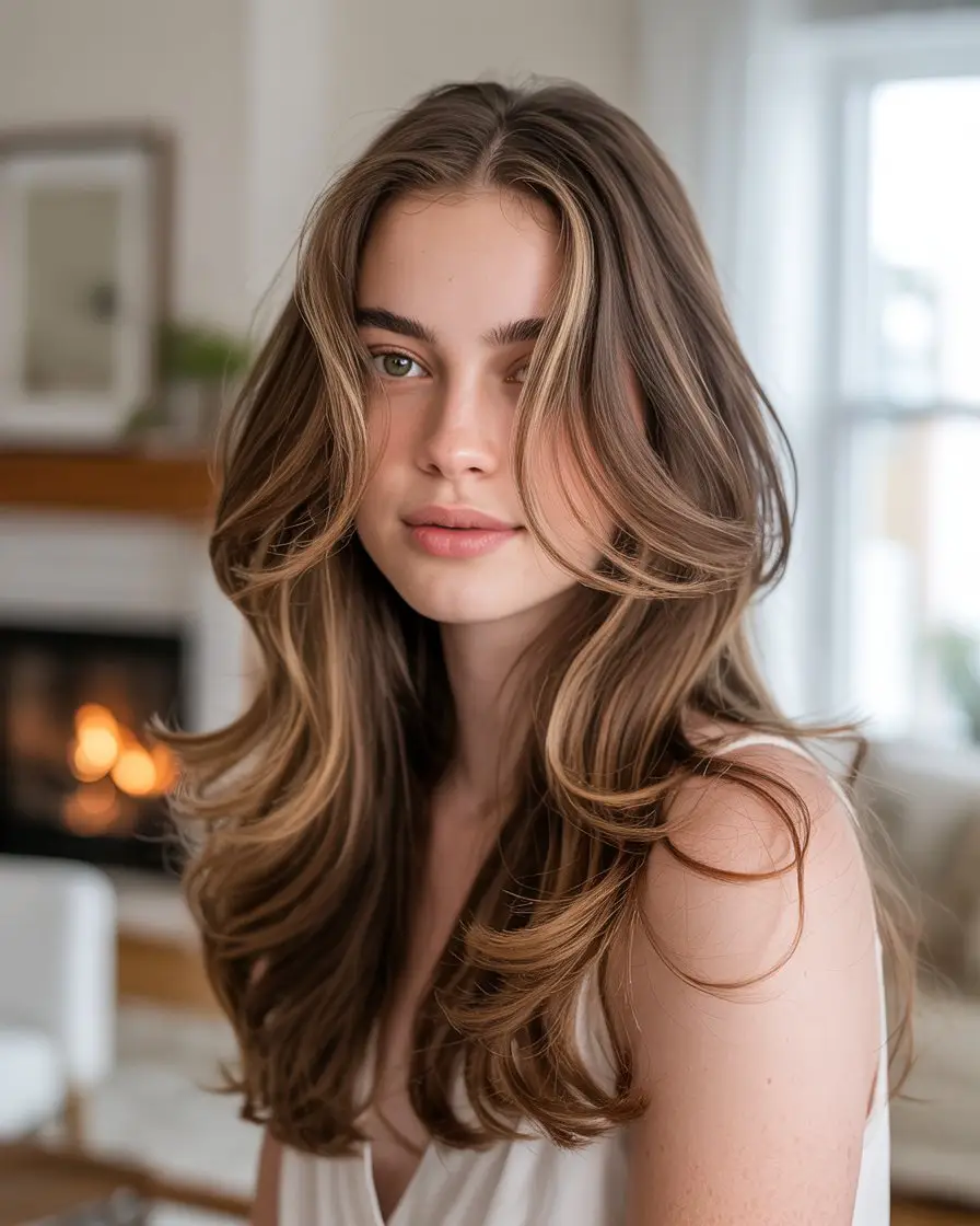 #4. Long Layers with Face-Framing Highlights