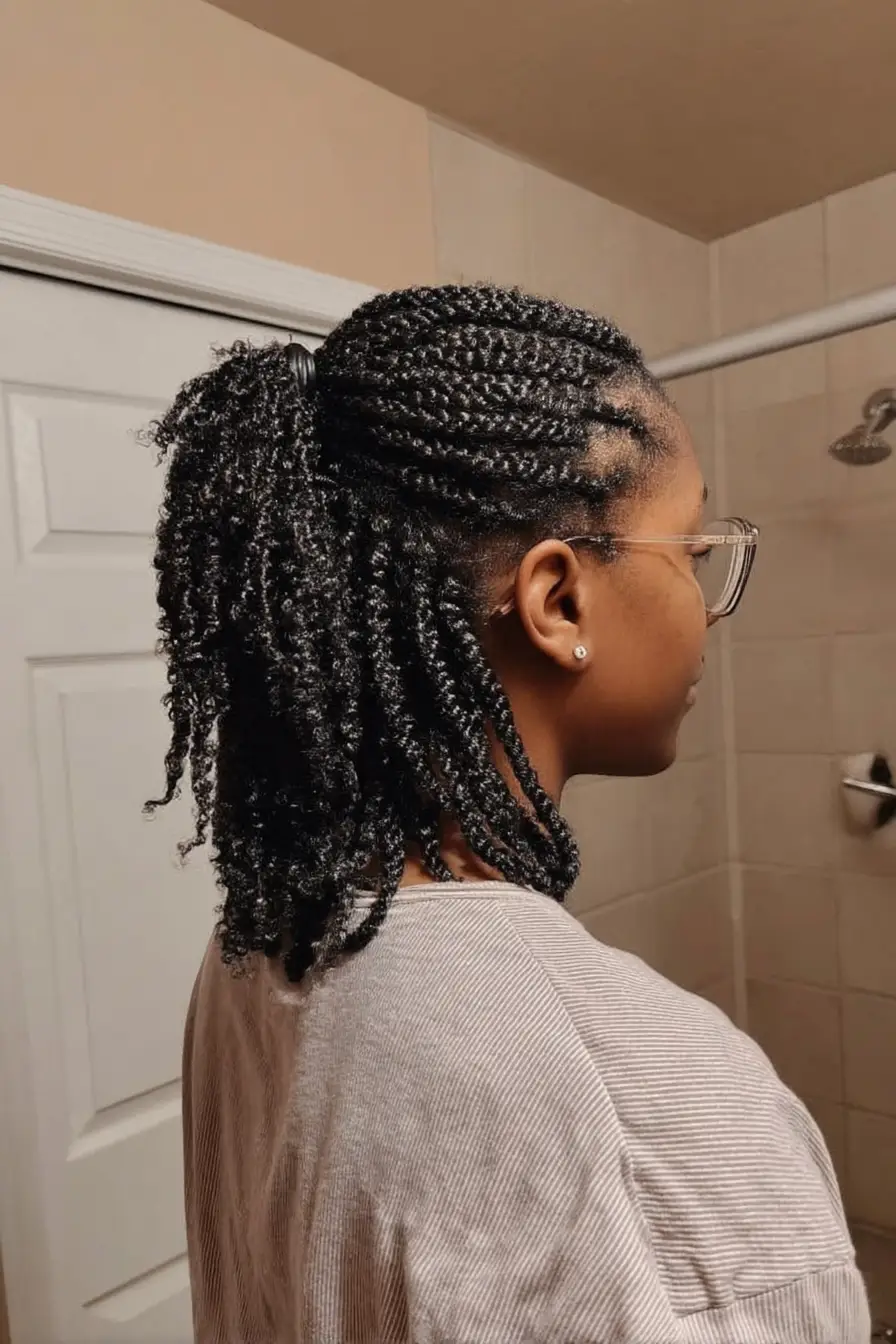 19 Stunning 4c Braided Hairstyles: Bold Looks That Celebrate Natural Texture 5 #4. Mini Braids Pulled into a Low Ponytail