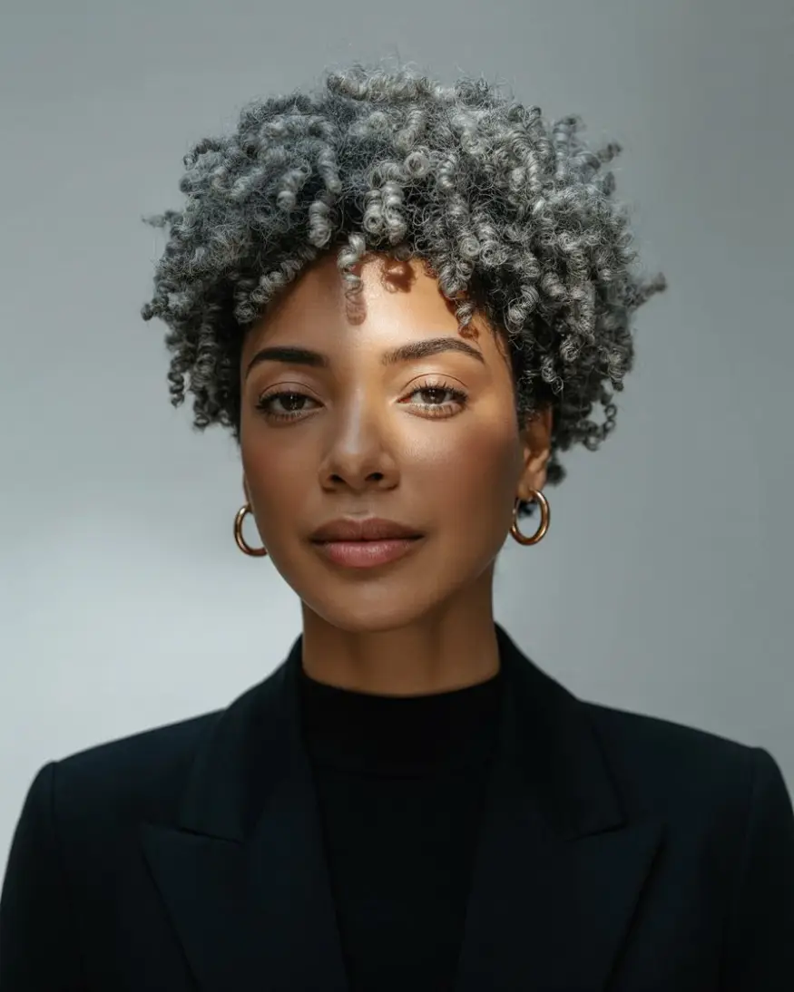 20 Timeless Salt & Pepper Hairstyles: Classic Styles with a Modern Twist 6 #5. Modern Gray Afro