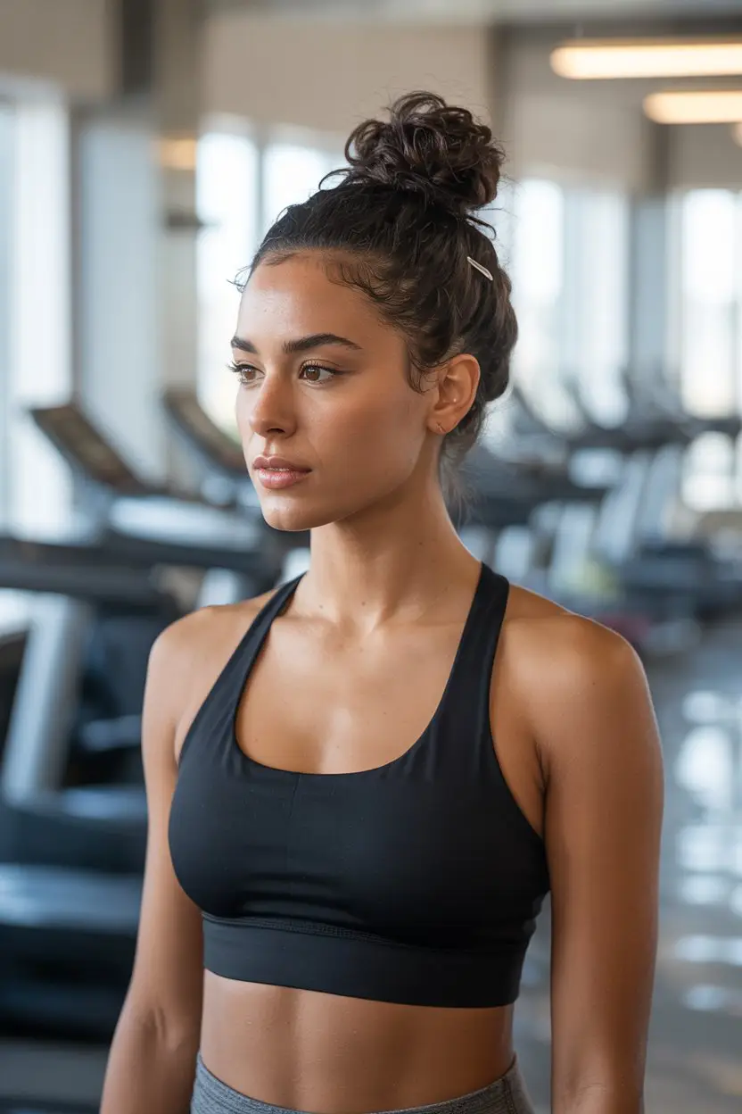16 Fresh Gym Hairstyles: Low-Fuss Hairdos That Blend Function with Flair 6 #5. The Top Knot with a Hidden Tie