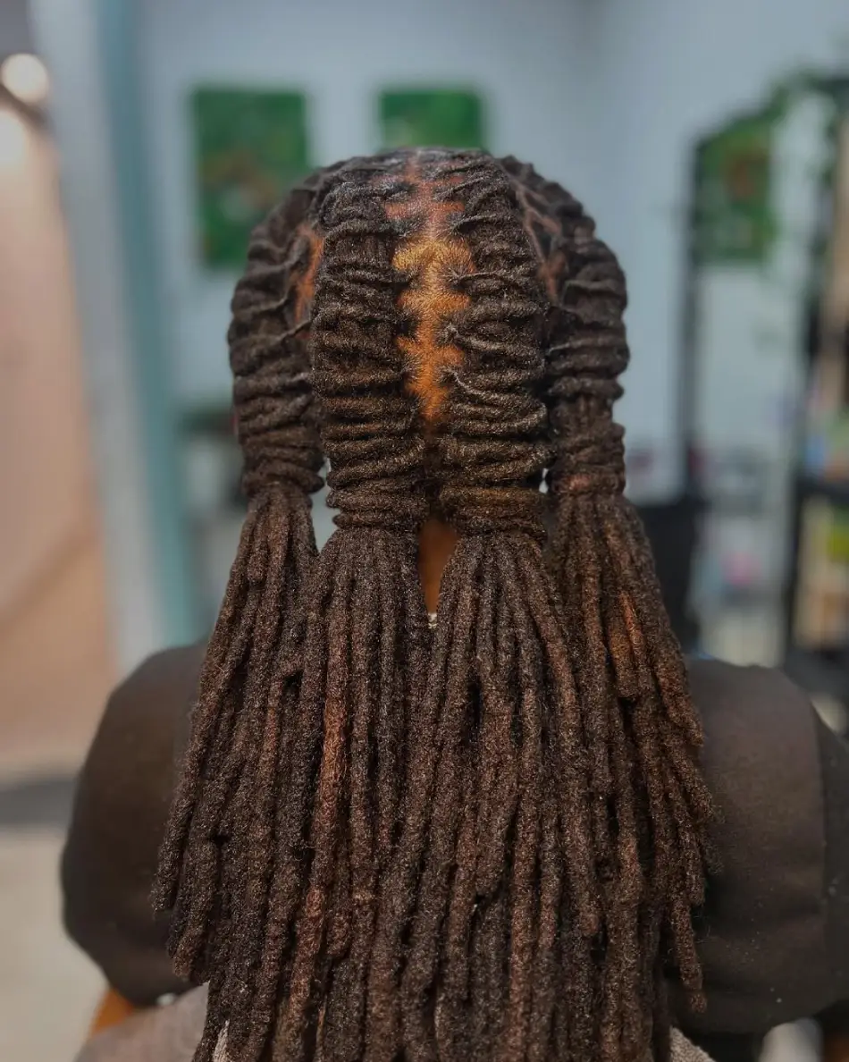 19 Creative Locs Hairstyles: Statement-Making Styles to Try Now 6 #5. Triple Rope-Twist Locs with Half-Down Finish