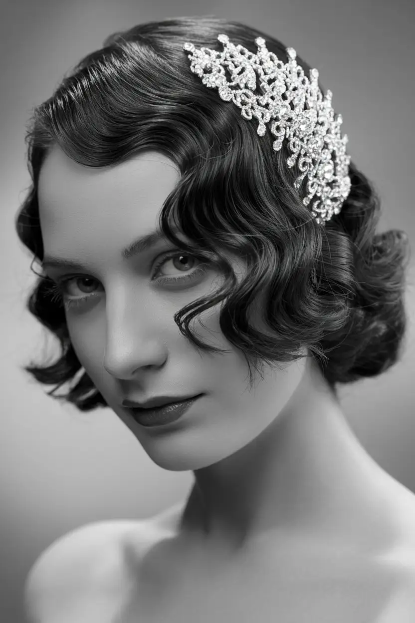 #5. Vintage-Inspired Finger Waves with a Statement Comb