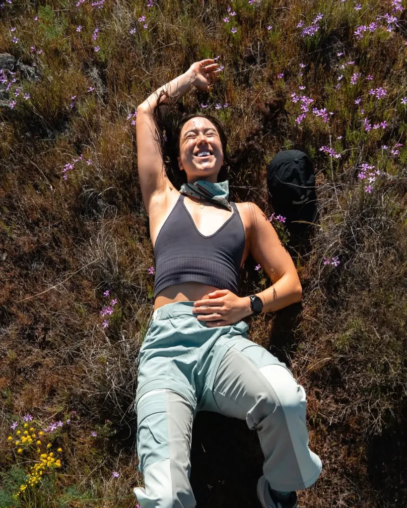 #6. Charcoal Ribbed Crop with Mint Utility Hiking Pants