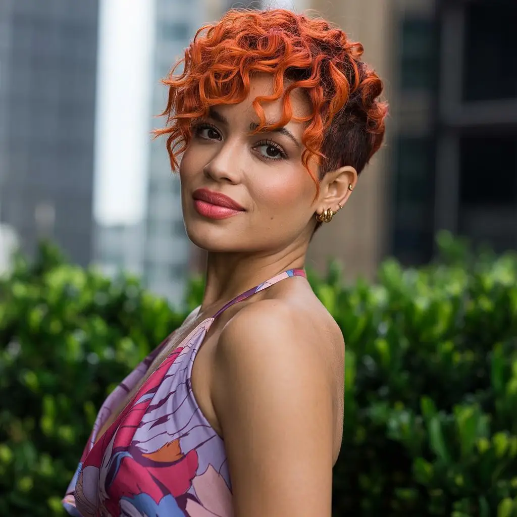 20 Playful Pixie Hairstyles: Flirty and Fun Looks for a Fresh Vibe 7 #6. Fiery Curly Pixie with Shaved Undercut