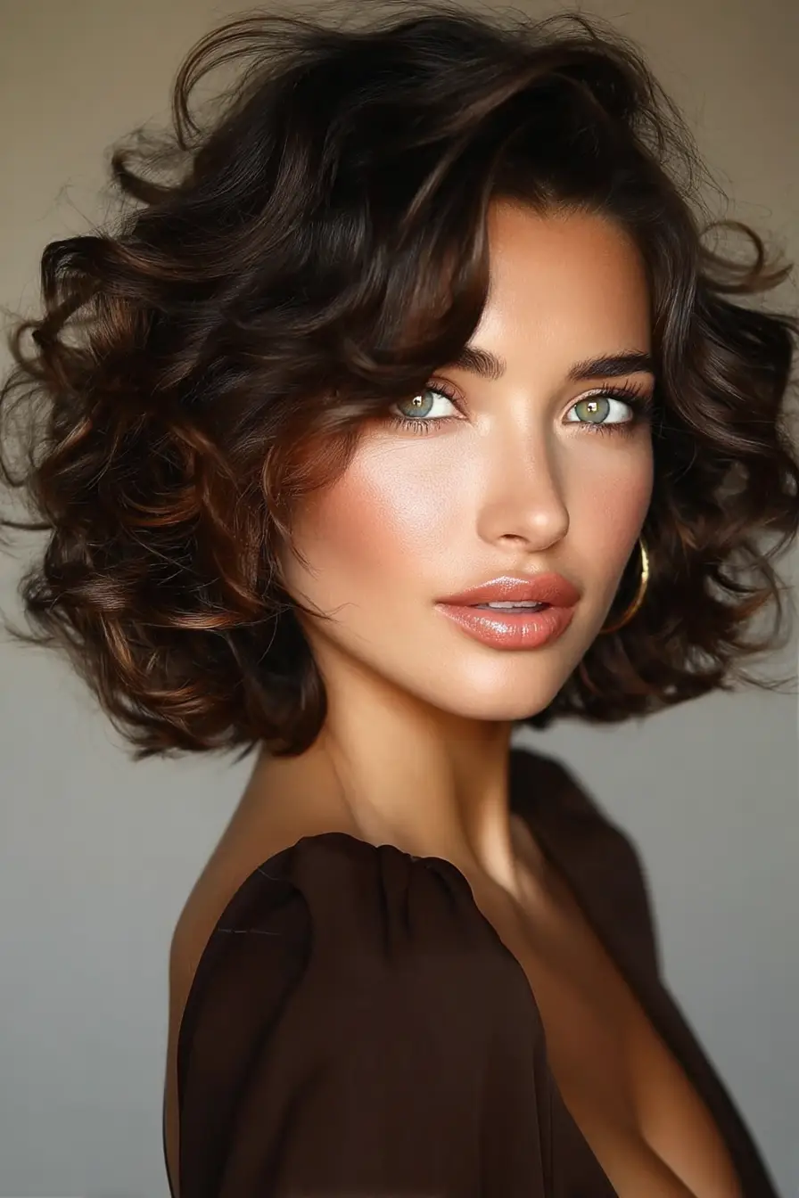 19 Flattering Hairstyles for Fine Hair: Volume-Boosting Looks That Feel Effortless 7 #6. Glossy Curly Bob with Deep Side Part