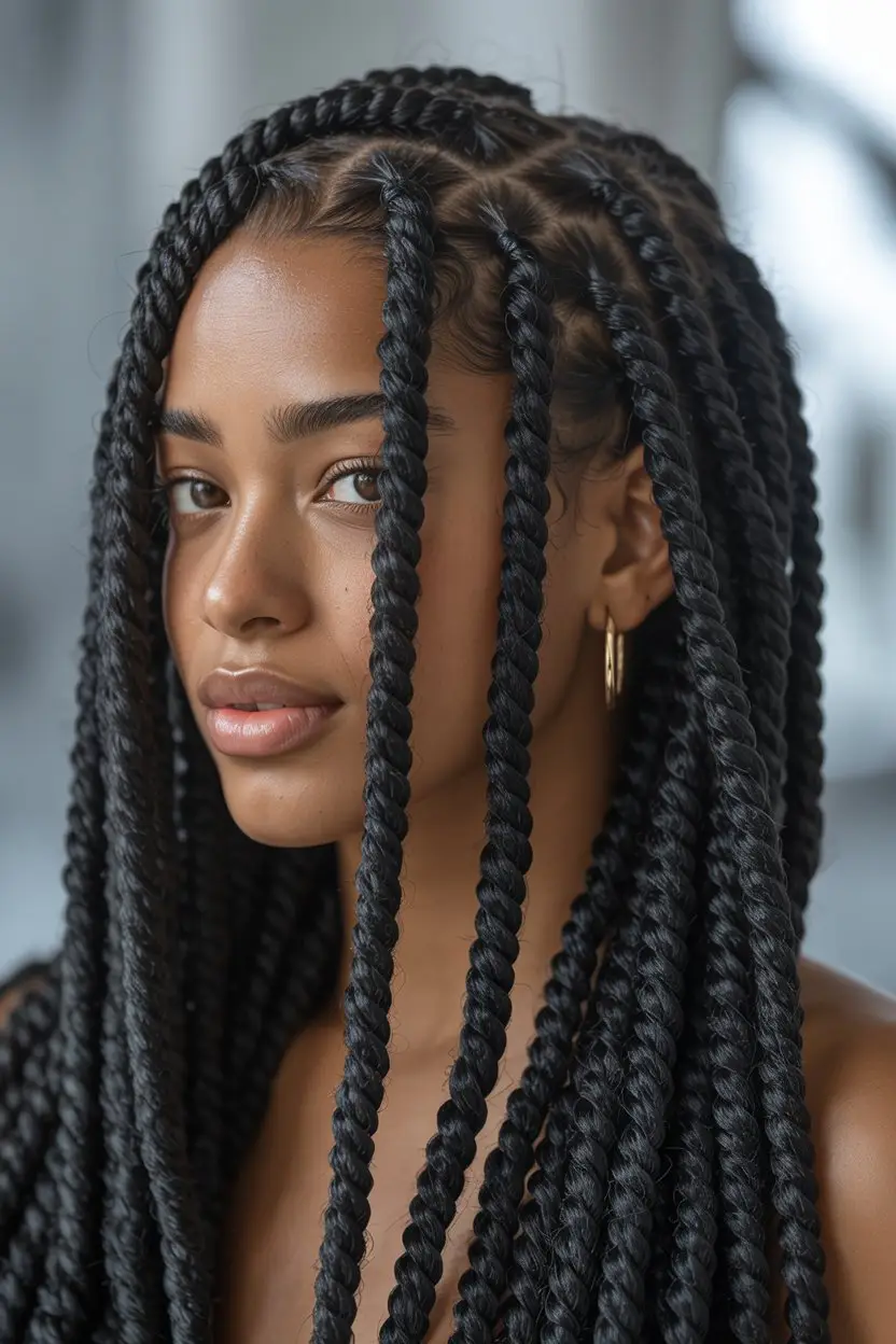 #6. Jet Black Senegalese Twists for a Sleek Finish