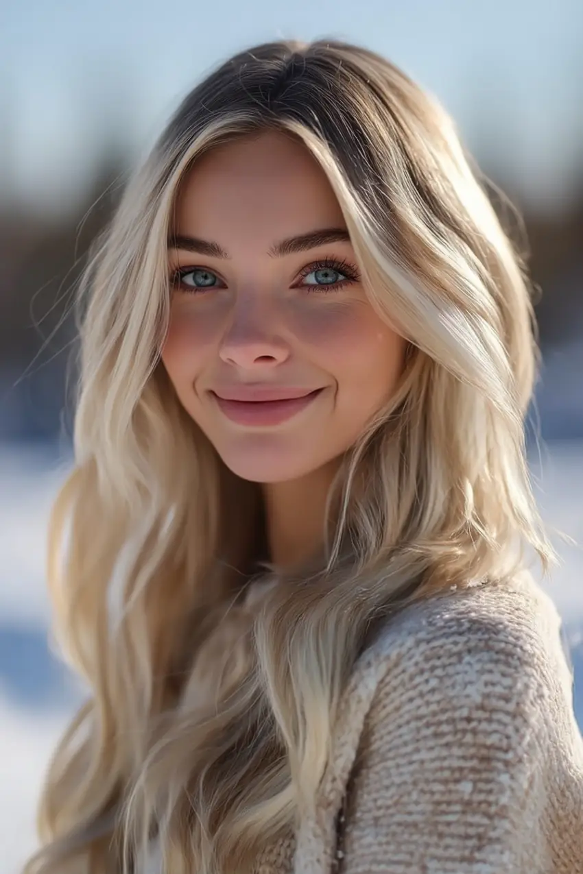 #6. Sunlit Beige Blonde with Face-Framing Highlights