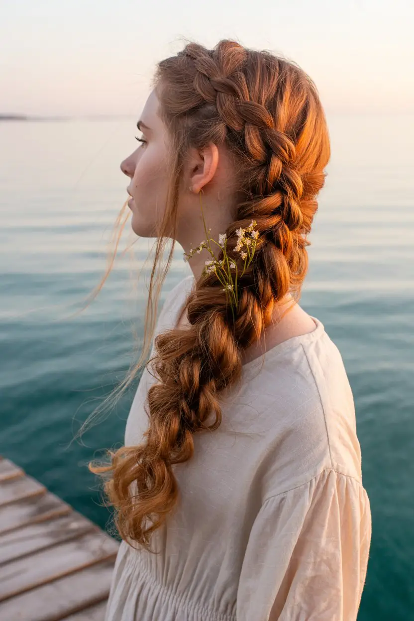 17 Stylish Vacation Hairstyles: Chic and Easy Options for Getaways 7 #6. The Voluminous Side Braid for Windy Days