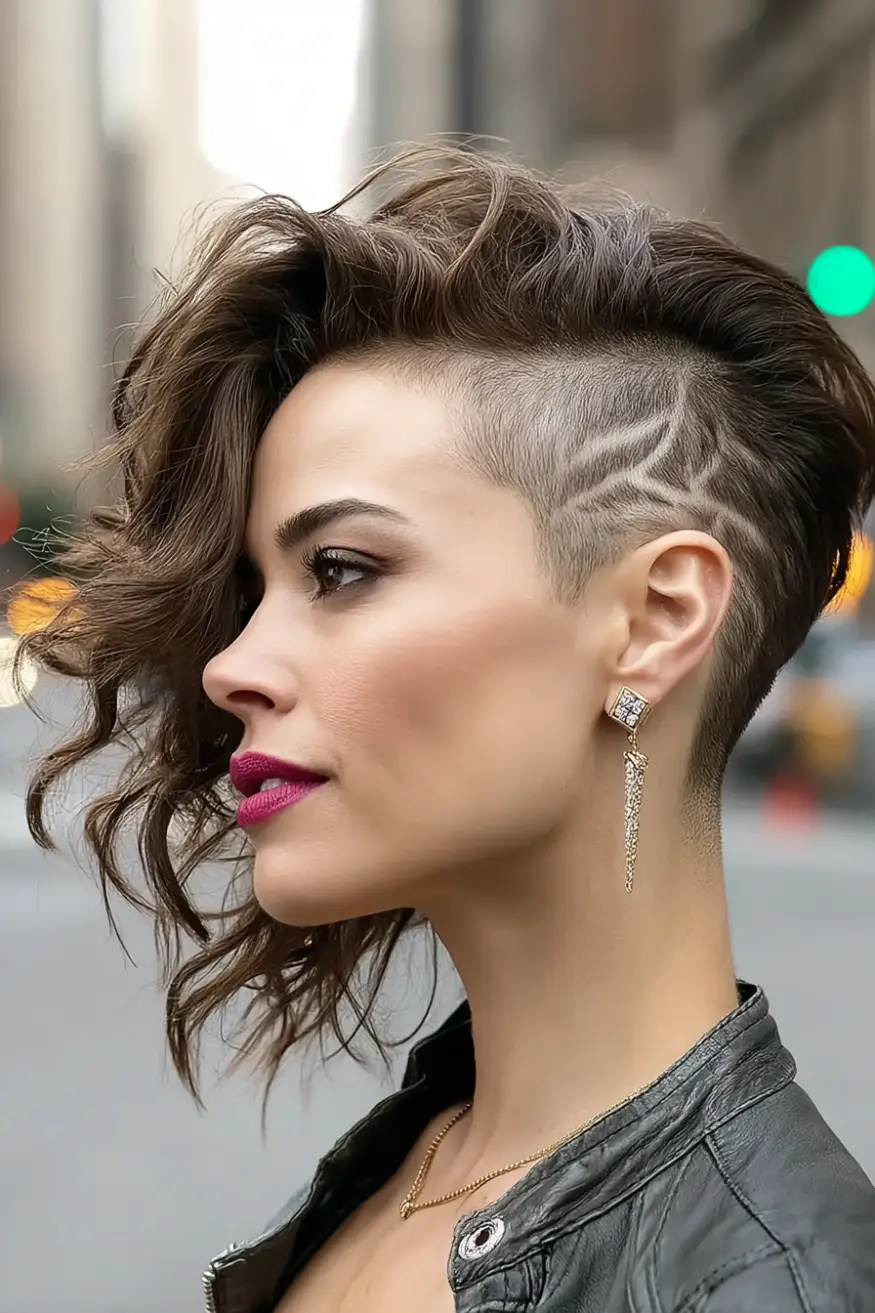 #7. Side-Shaved Waves with Lightning Undercut Pattern