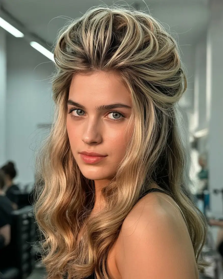 19 Clever Hairstyles For Greasy Hair: Quick Fixes That Still Look Fresh 8 #7. Voluminous Teased Crown with Low Waves