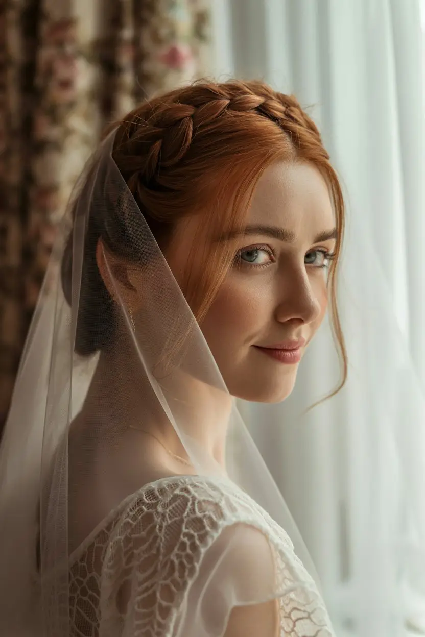 15 Ethereal Wedding Hairstyles With Veil: Soft and Stunning Bridal Inspirations 9 #8. Braided Updo with Juliet Cap Veil