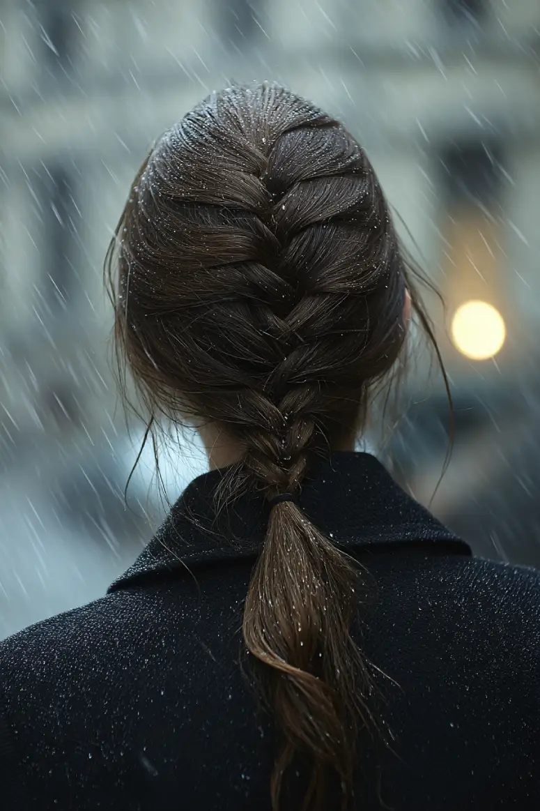 21 Sleek Rainy-Day Hairstyles: Easy Ways to Tame the Frizz 9 #8. Classic French Braid for Stormy Strolls