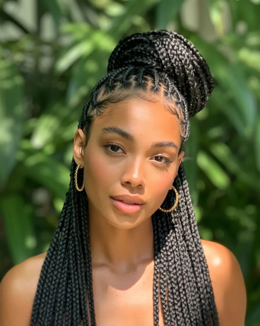 20 Eye-Catching Small Braids Hairstyles: Bold Looks to Elevate Your Hair Game 9 #8. Half-Up Knotless Box Braids
