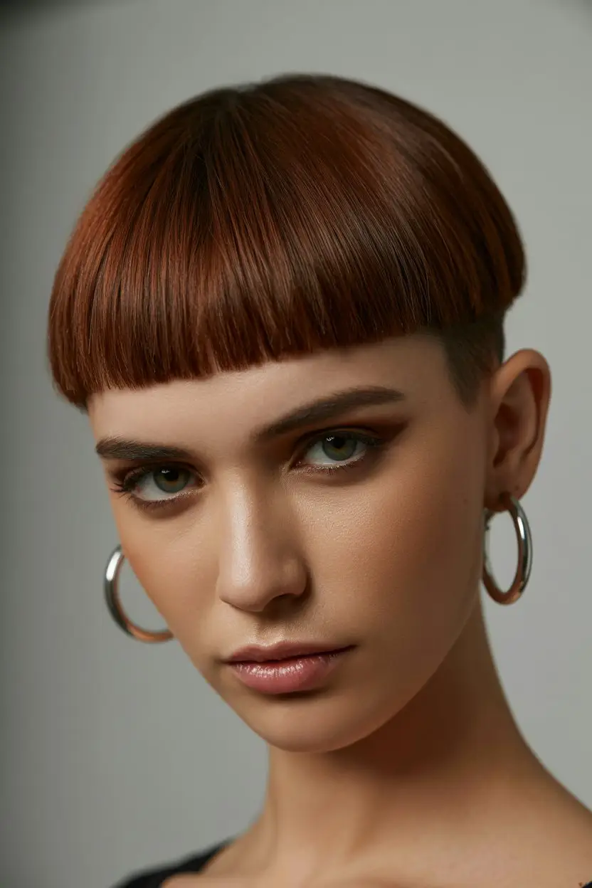 #8. Smoky Brown Blunt Micro Bob: Bold and Short