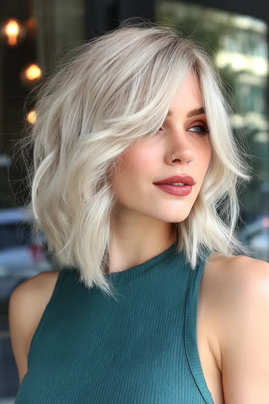 22 Bold Platinum Blonde Bob Hairstyles: Fresh and Fierce Ideas for a Standout Look 9 #8. Textured Platinum Bob with Face-Framing Layers