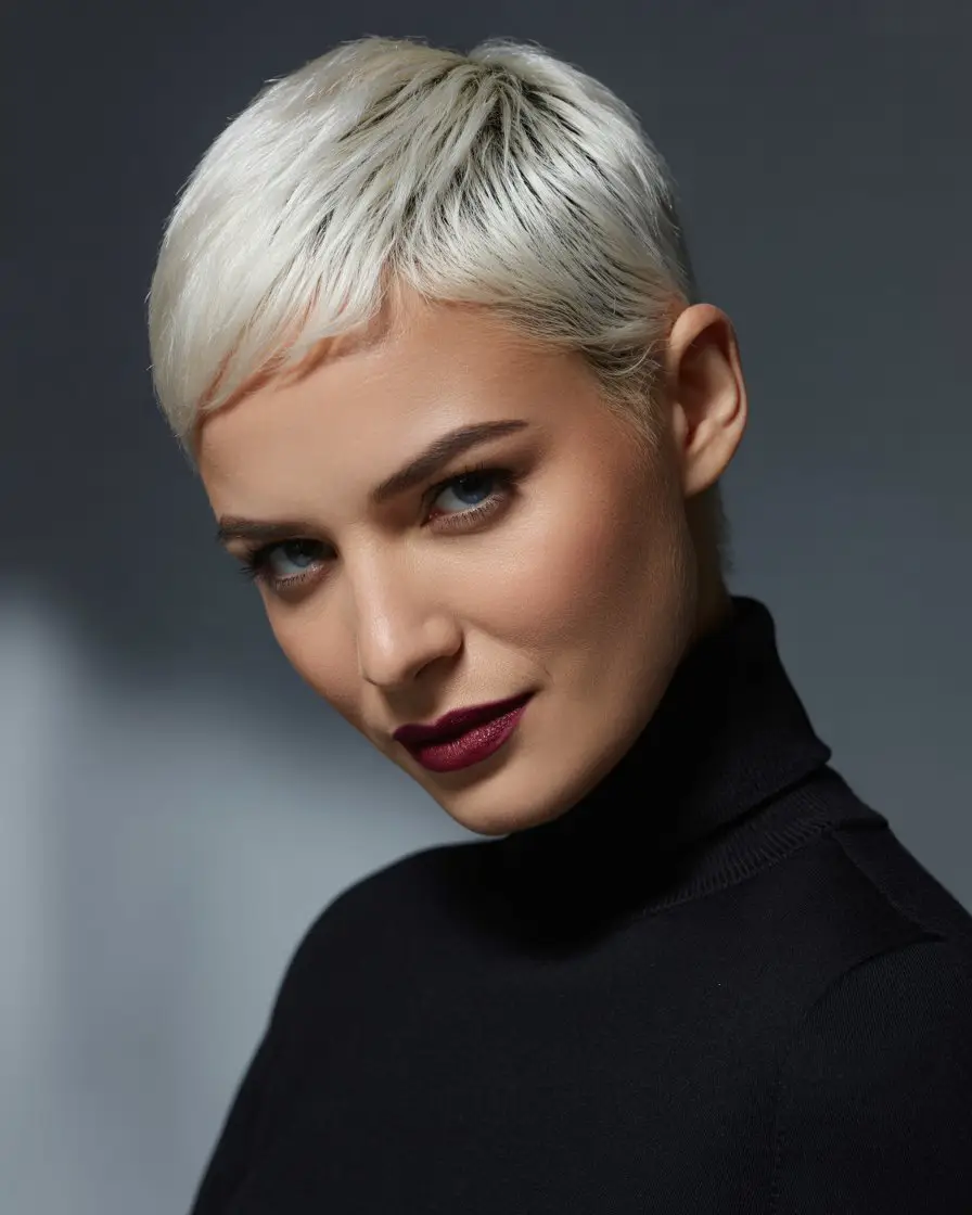 20 Playful Pixie Hairstyles: Flirty and Fun Looks for a Fresh Vibe 9 #8. The Platinum Blonde Pixie: High-Impact Glam