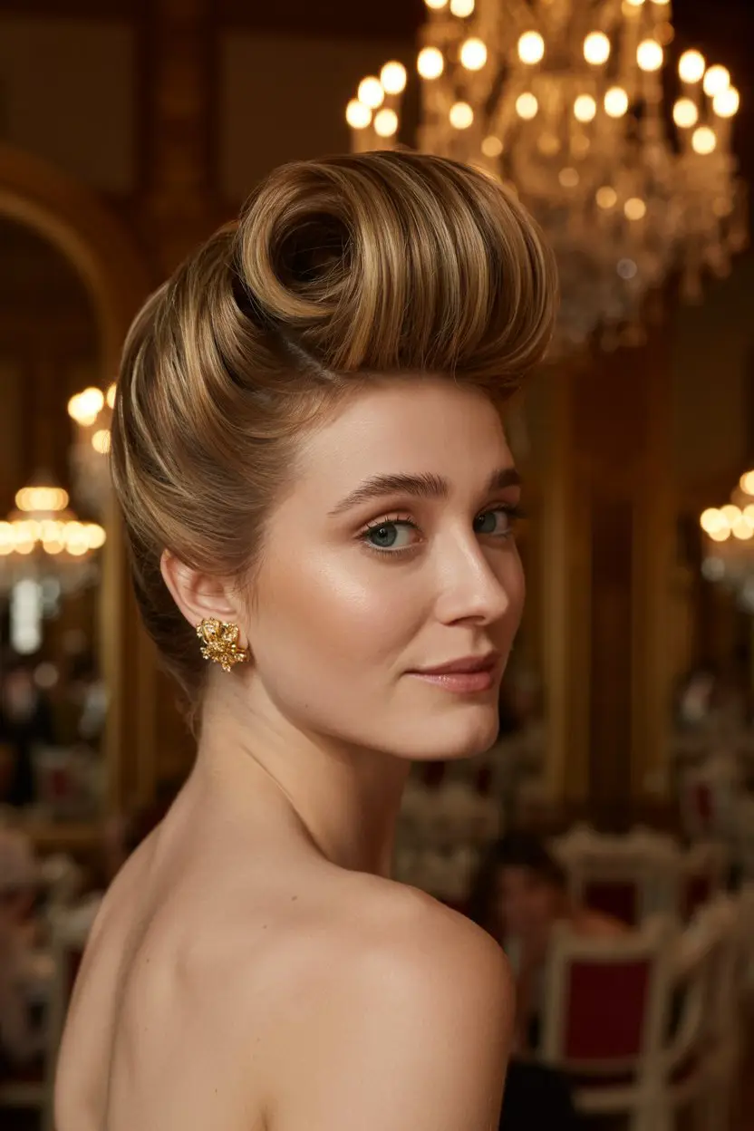 18 Classy French Roll Hairstyles: Sleek Styles That Elevate Any Outfit 9 #8. Voluminous French Roll with Teased Crown: Big Hair Energy