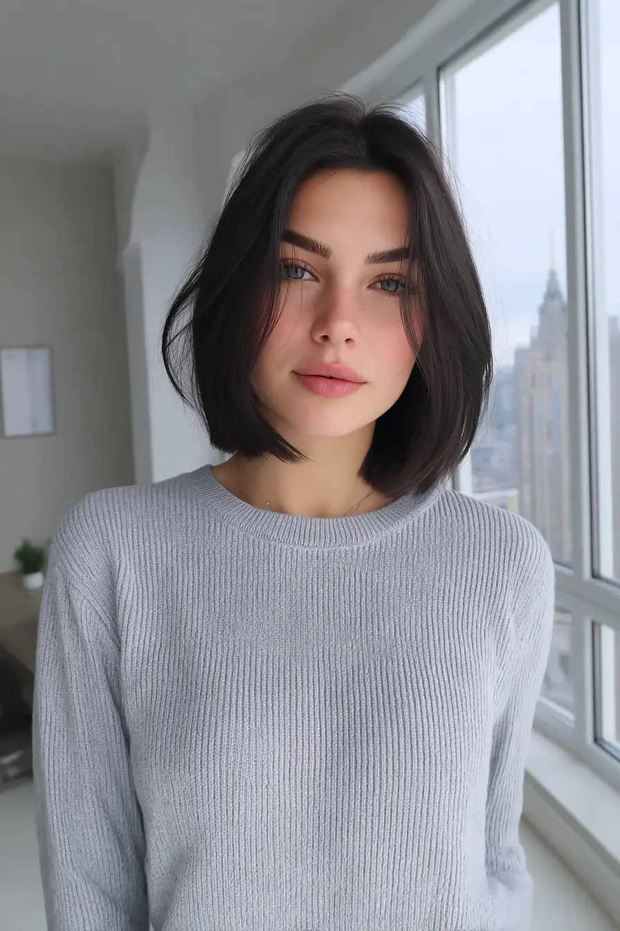 21 Chic Short Layered Hairstyles: Modern Cuts for a Fresh, Youthful Vibe 10 #9. Classic Chin-Length Bob with Tapered Ends