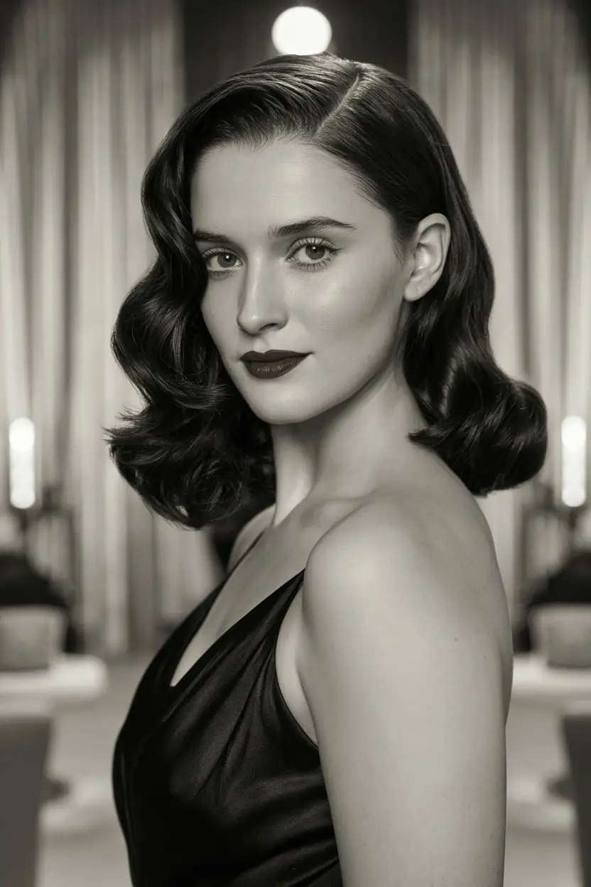 #9. Deep Side Part with Old Hollywood Waves