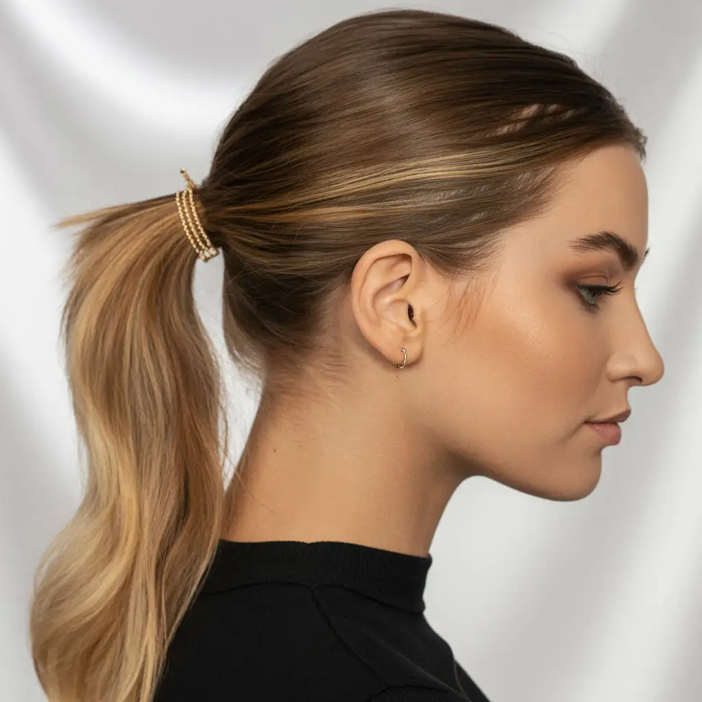 18 Relaxed Yoga Hairstyles: Low-Maintenance Styles with a Calm and Comfy Vibe 10 #9. Low Ponytail with Beaded Hair Tie