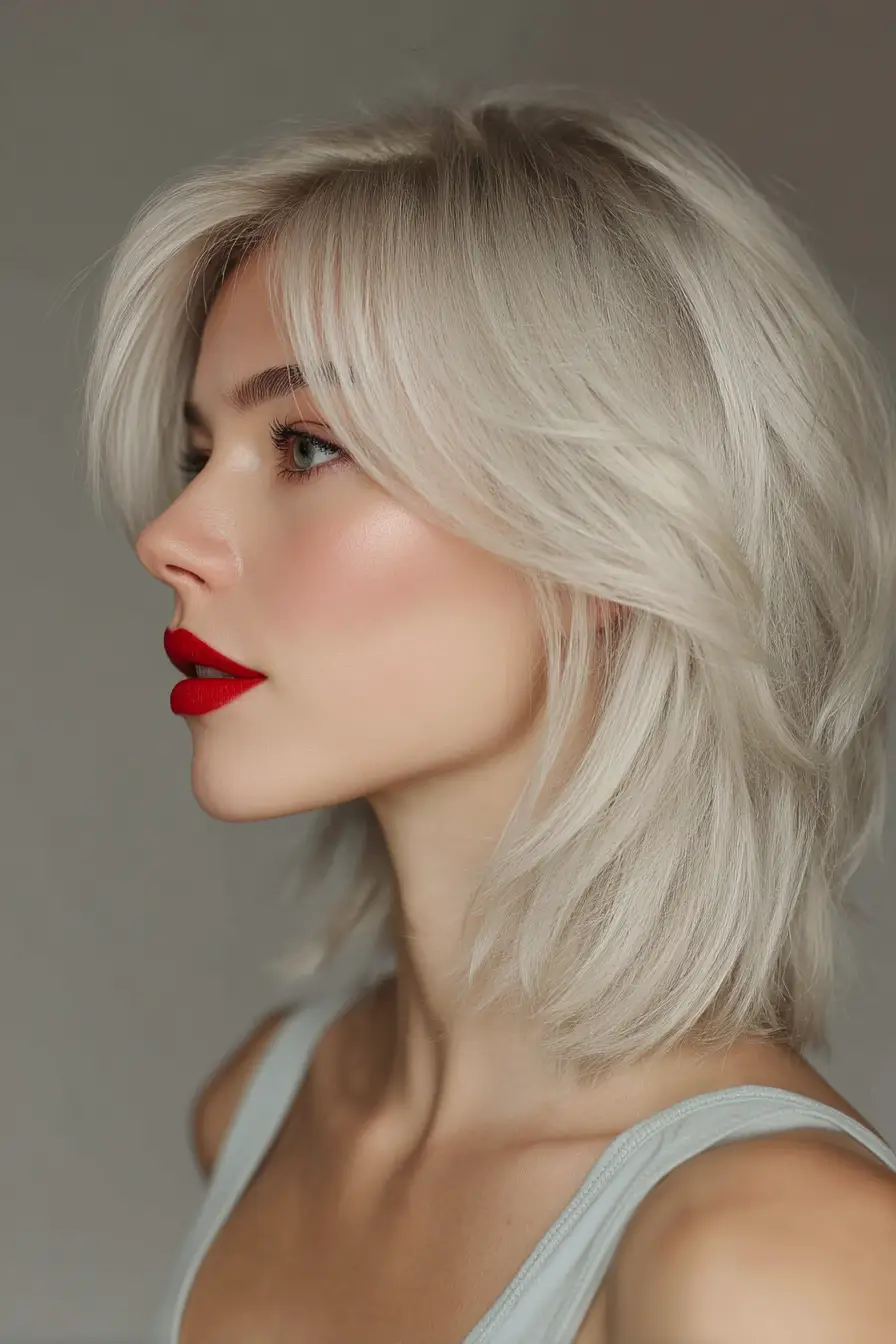 #9. Platinum Layered Lob with Side-Swept Volume