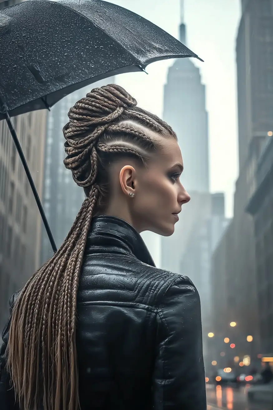 21 Sleek Rainy-Day Hairstyles: Easy Ways to Tame the Frizz 10 #9. Sculpted Braided Mohawk with Tapered Cornrows