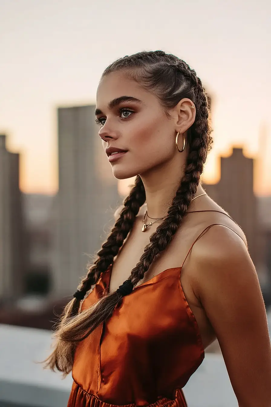#9. Sleek Double Dutch Braids with Natural Texture