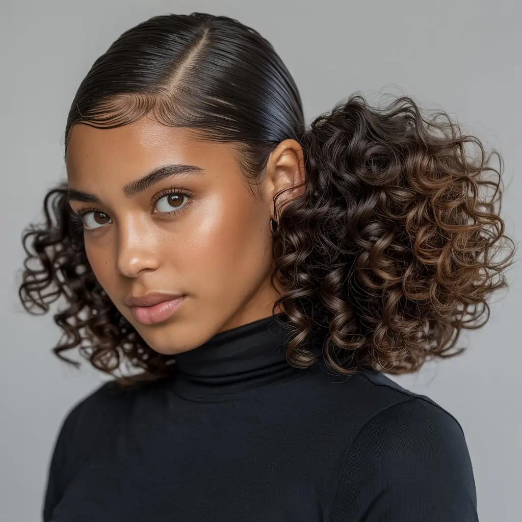 17 Sporty Curly Lacrosse Hairstyles: Game-Ready Looks with Flair 10 #9. Slicked-Back Puff with Defined Curls