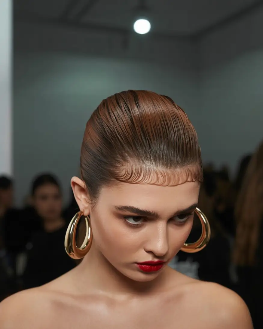 19 Clever Hairstyles For Greasy Hair: Quick Fixes That Still Look Fresh 10 #9. Slicked-Back Wet Look with Minimal Effort