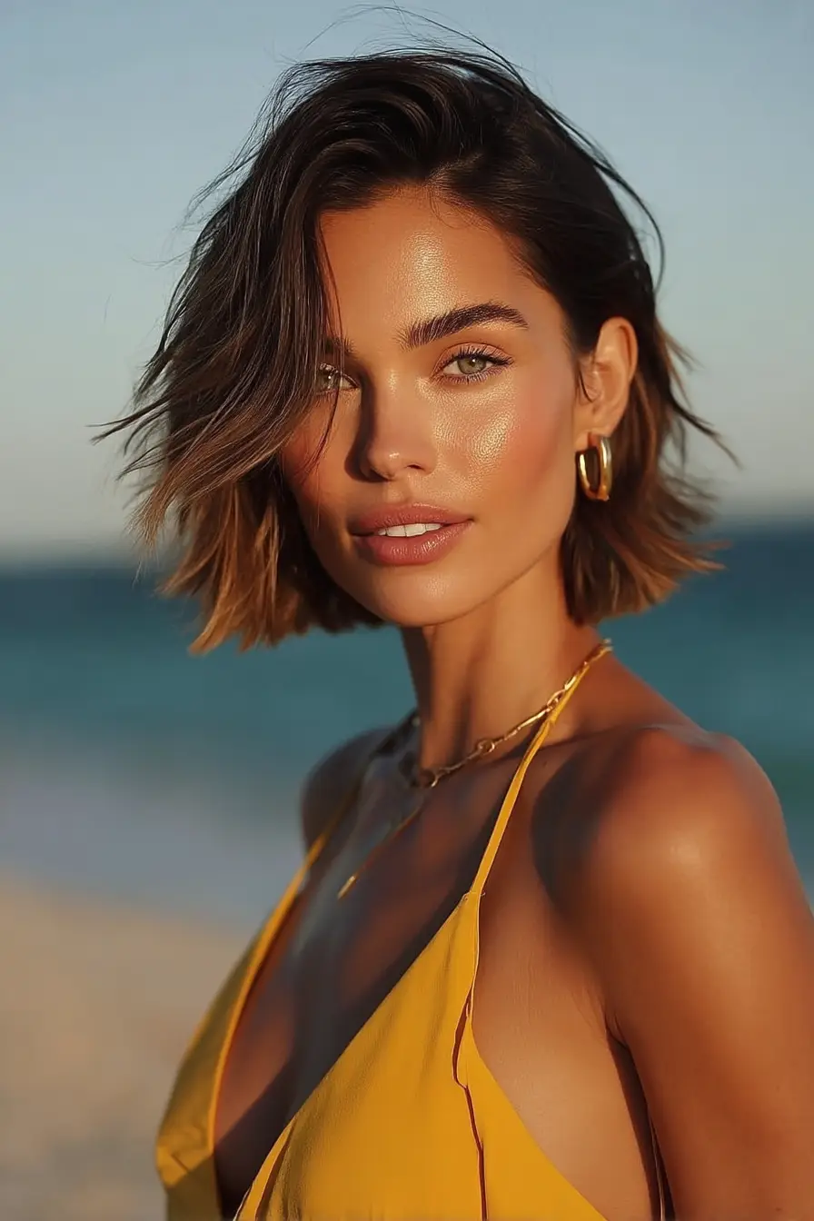 19 Flattering Hairstyles for Fine Hair: Volume-Boosting Looks That Feel Effortless 10 #9. Sun-Kissed Tousled Bob with Shadow Roots