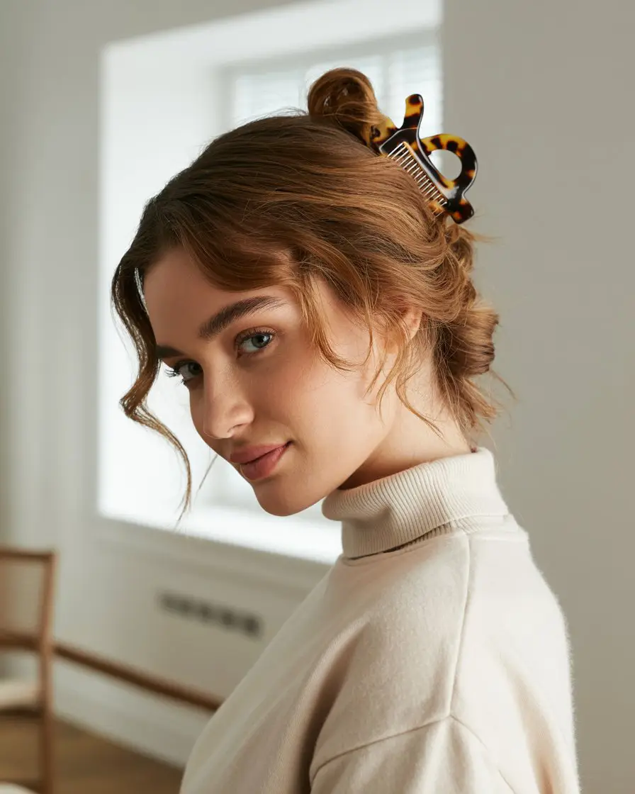 18 Soft Postpartum-Friendly Hairstyles: Gentle Styles That Embrace the Journey of New Motherhood 10 #9. The Voluminous Claw Clip Updo