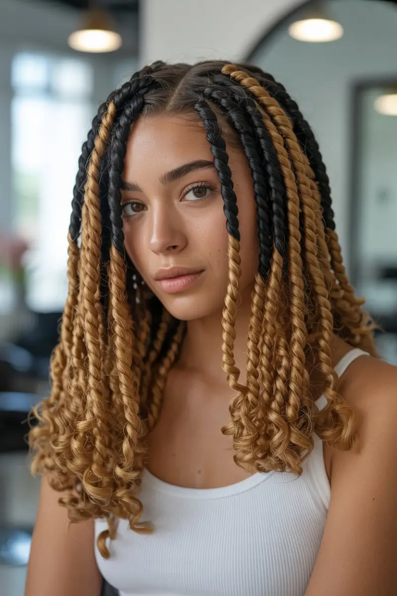 #9. Two-Tone Crochet Twists for Bold Contrast
