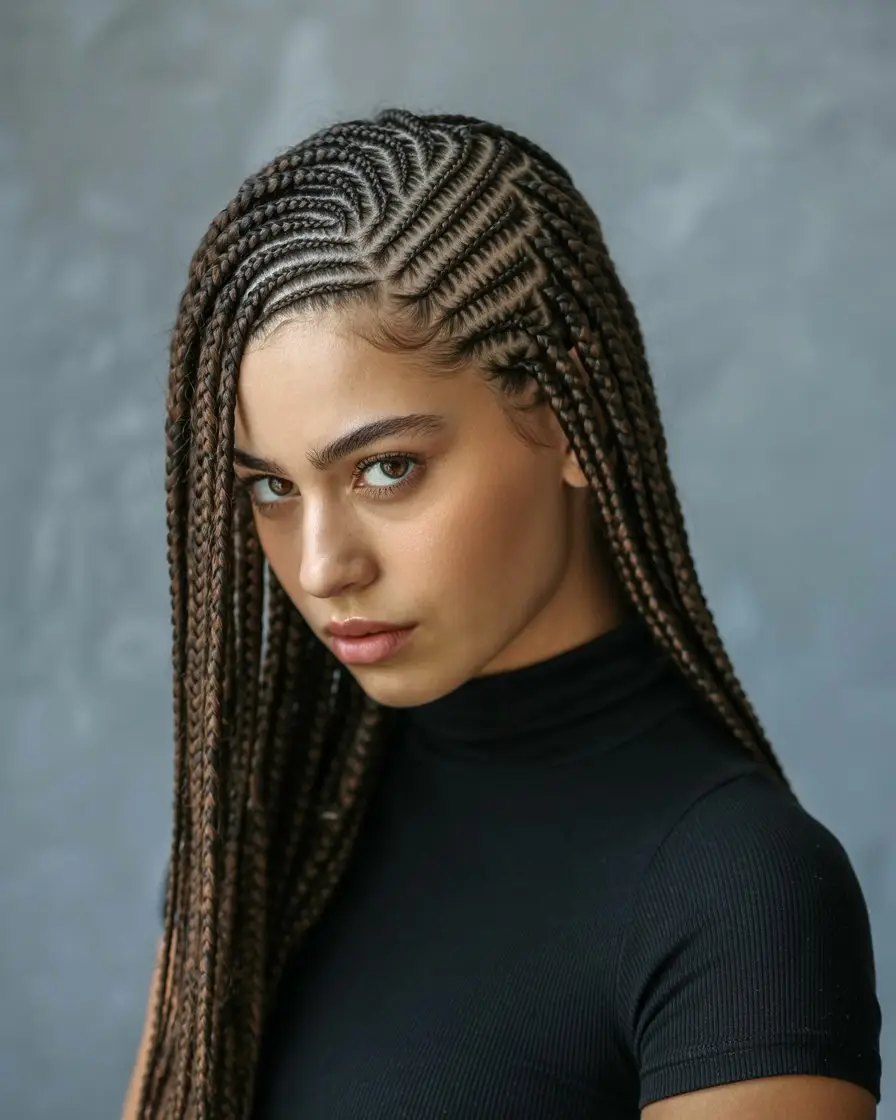 20 Eye-Catching Small Braids Hairstyles: Bold Looks to Elevate Your Hair Game 10 #9. Zigzag Parting Micro Braids