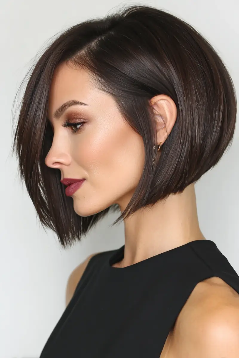 21 Stylish Hairstyles for Job Interviews: Sharp and Modern Looks to Stand Out 15 Angled Sleek Bob with Deep Side Part