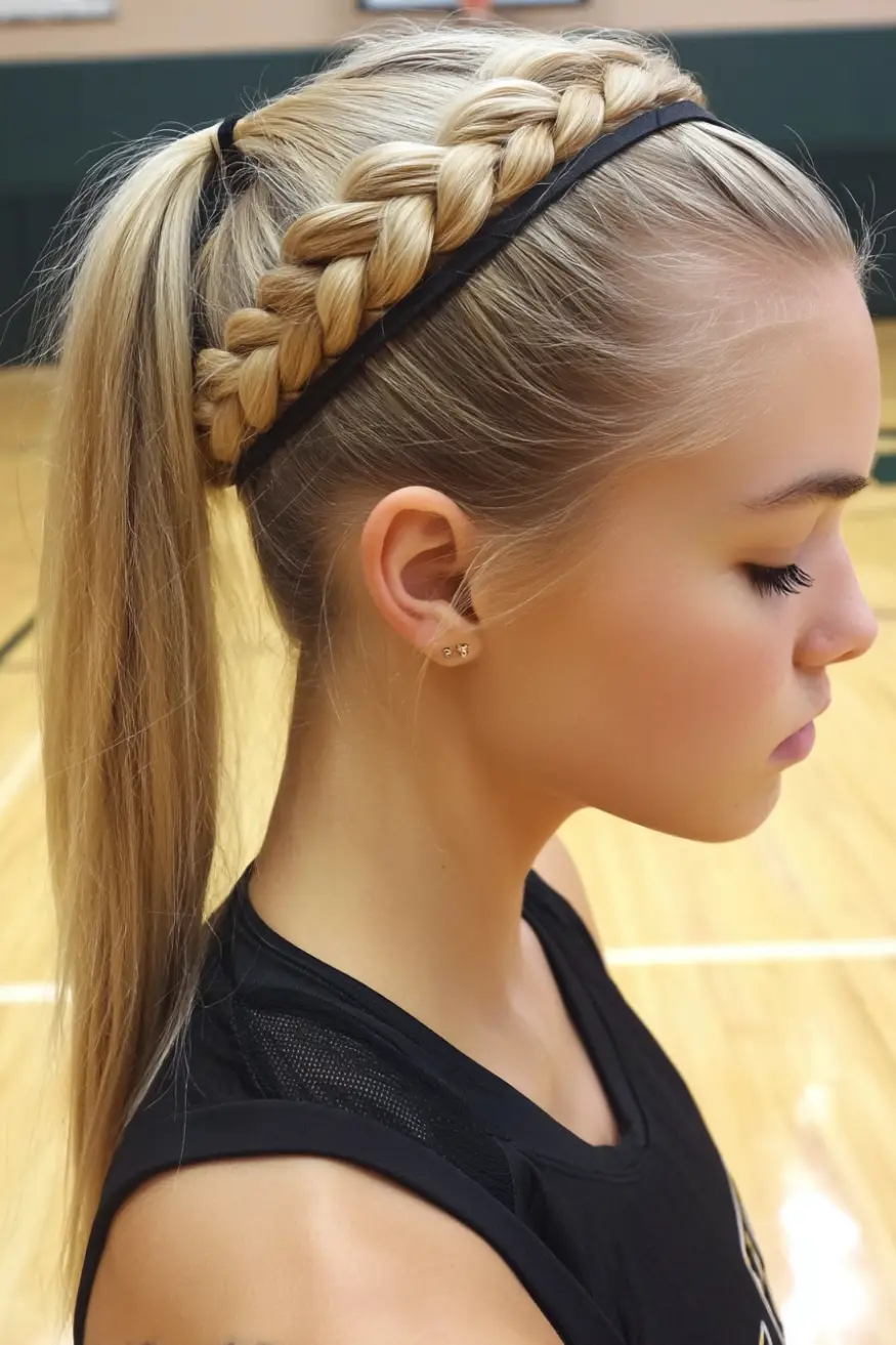 Braided Crown Ponytail with Sleek Finish