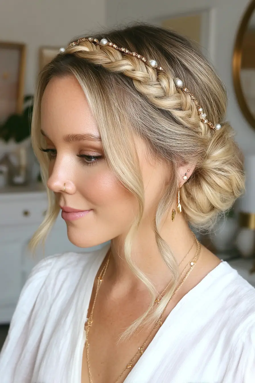 21 Stylish Hairstyles for Job Interviews: Sharp and Modern Looks to Stand Out 2 Braided Crown with Low Textured Bun