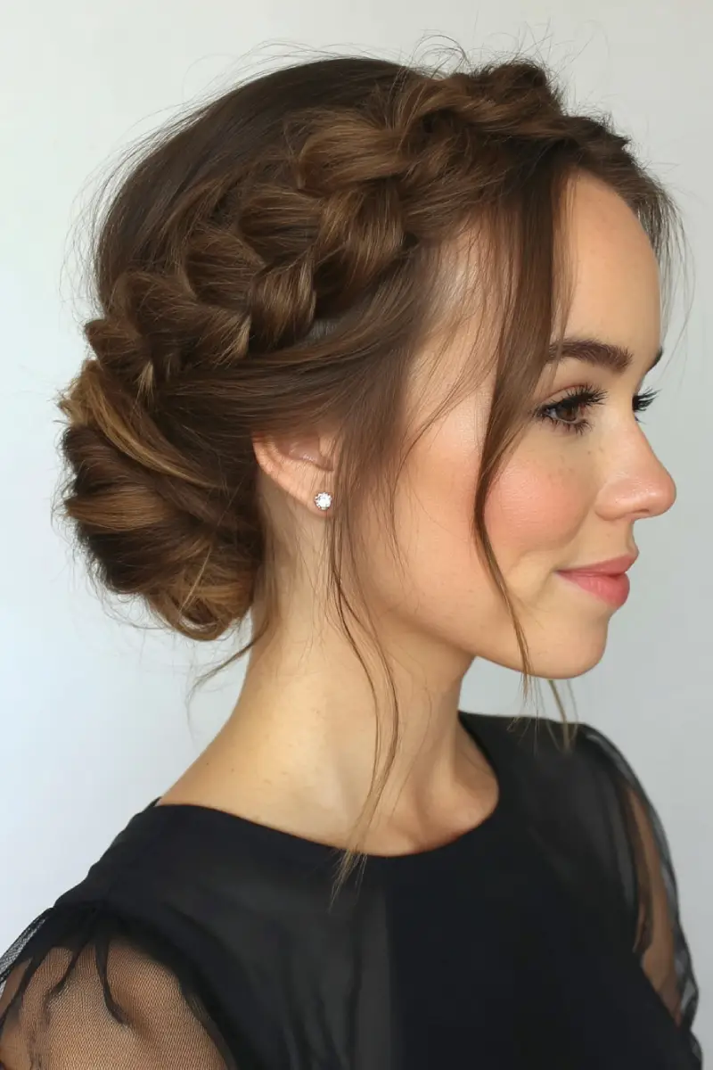 21 Stylish Hairstyles for Job Interviews: Sharp and Modern Looks to Stand Out 12 Braided Crown with Low Twisted Bun