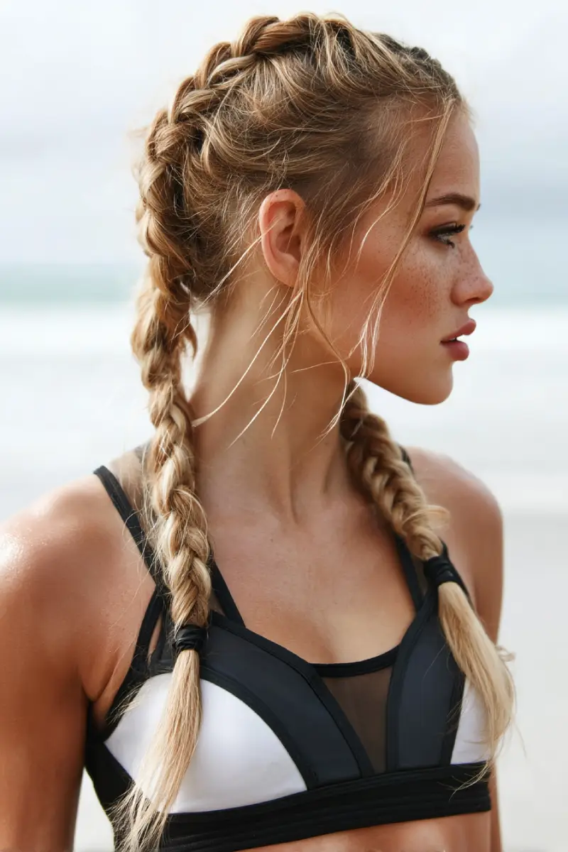 22 Refreshing Hairstyles for Swimming: Stylish Looks That Stay Put in the Water 7 Classic Twin French Braids