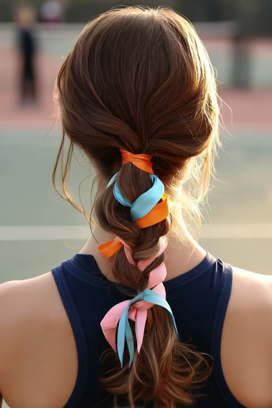 Color-Wrapped Braided Ponytail