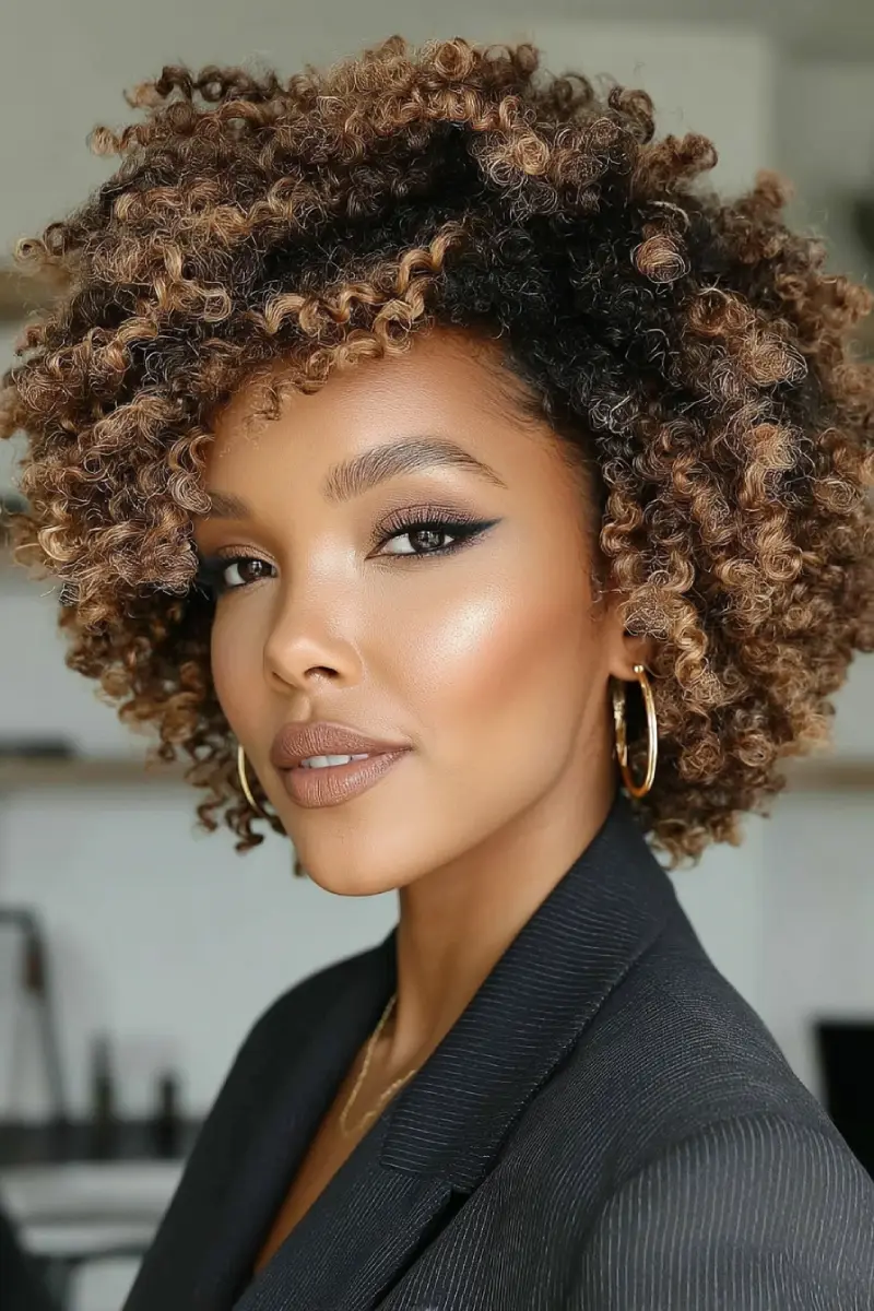 21 Stylish Hairstyles for Job Interviews: Sharp and Modern Looks to Stand Out 5 Defined Twist-Out with Caramel Highlights
