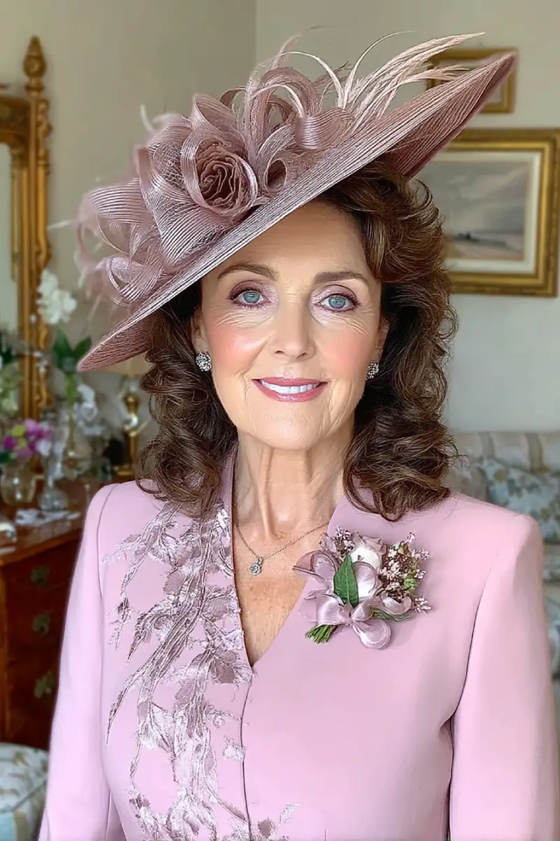 Polished Curls with Formal Hat Styling