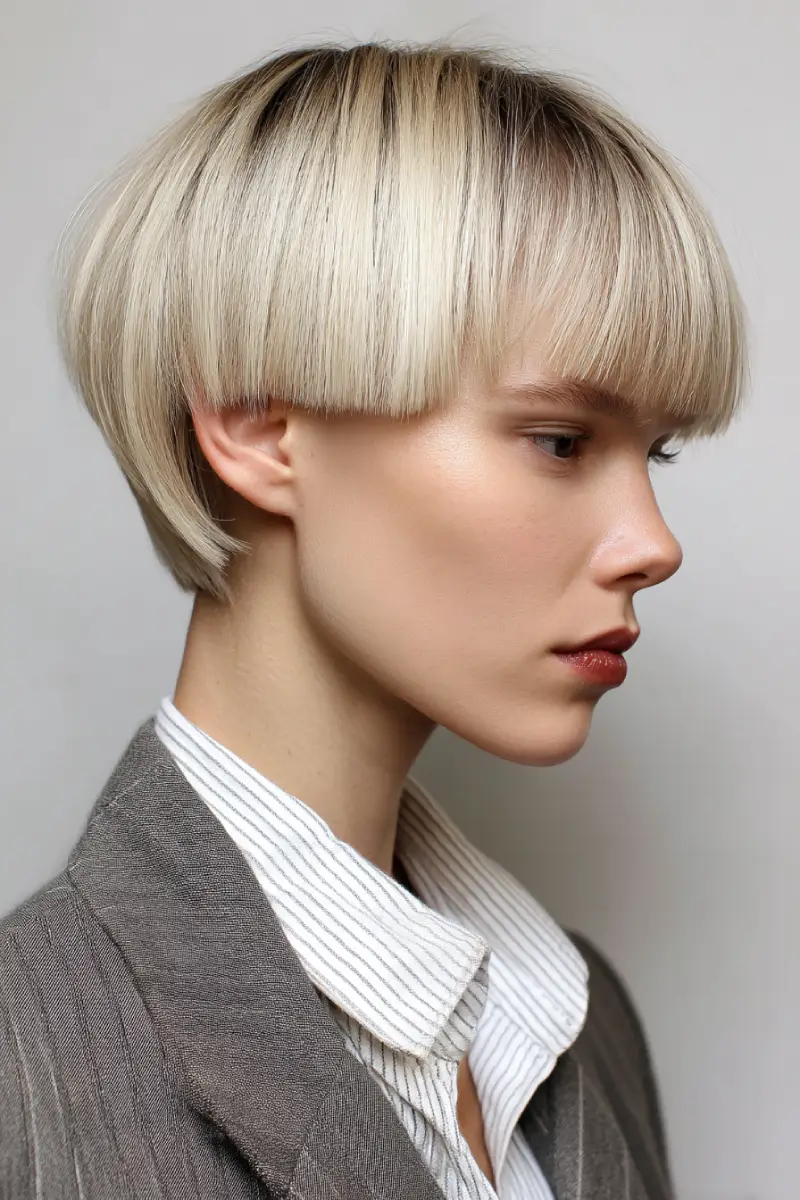 21 Stylish Hairstyles for Job Interviews: Sharp and Modern Looks to Stand Out 11 Precision Bowl Cut with Blunt Bangs