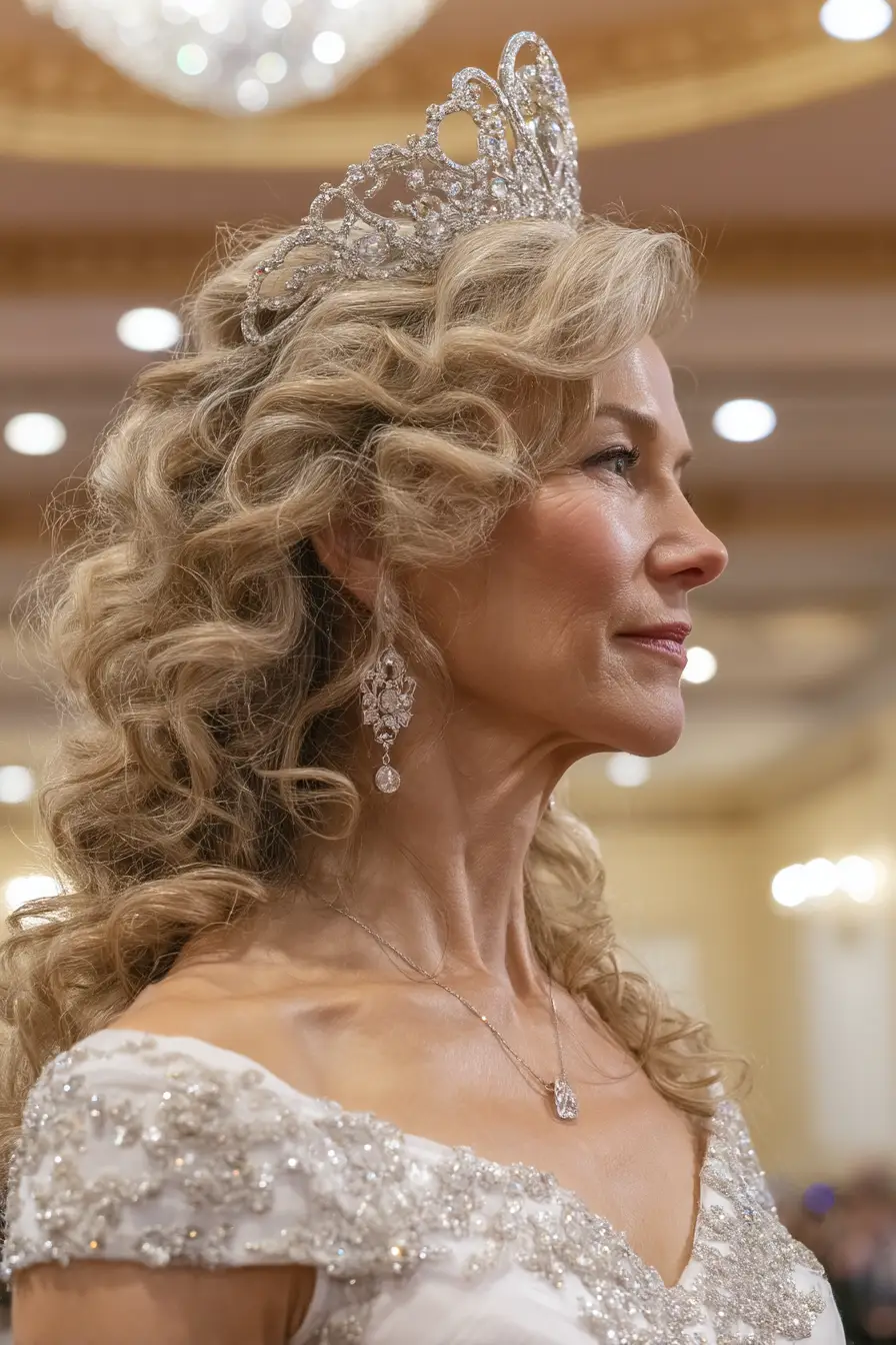 Royal Curls with Crystal Tiara