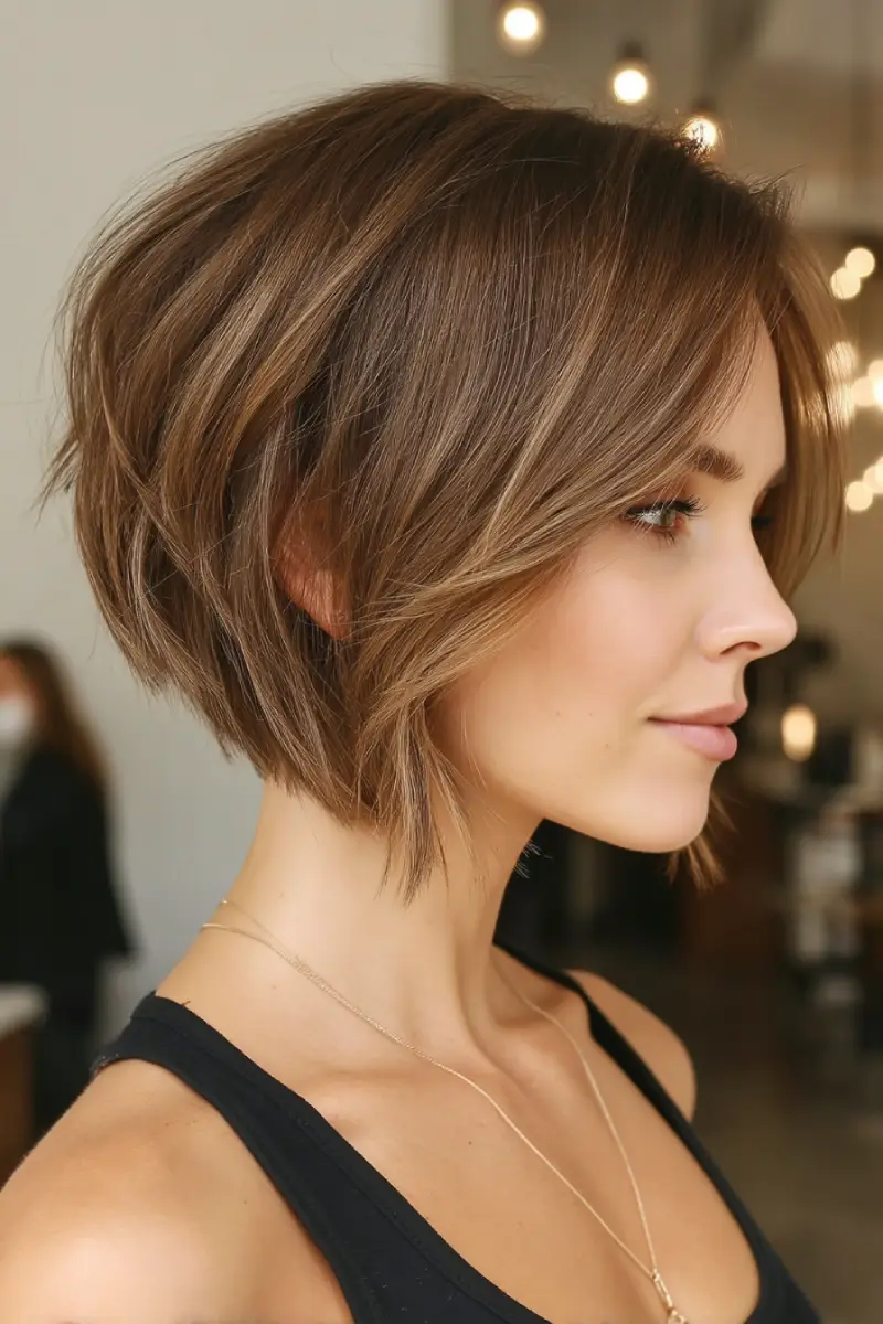 22 Refreshing Hairstyles for Swimming: Stylish Looks That Stay Put in the Water 19 Stacked Bob with Face-Framing Layers