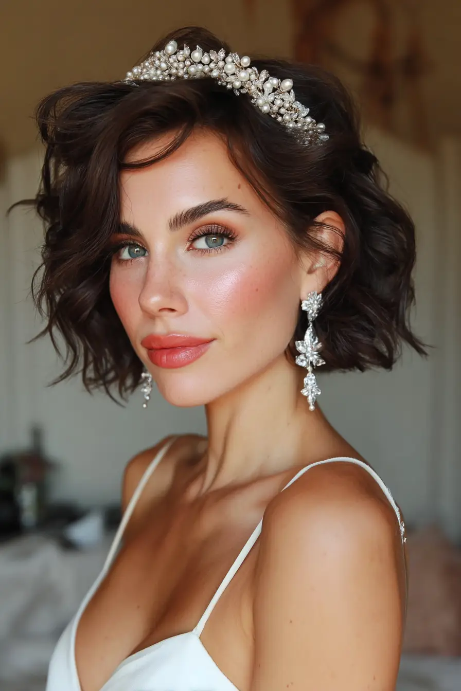 26 Bold Dance Hairstyles: Show-Stopping Styles for Stage and Studio 6 Tousled Bob with Pearl Crown Accent