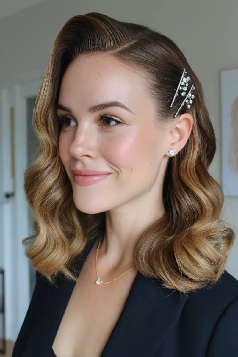 21 Stylish Hairstyles for Job Interviews: Sharp and Modern Looks to Stand Out 6 Vintage Waves with Side Pin Detail