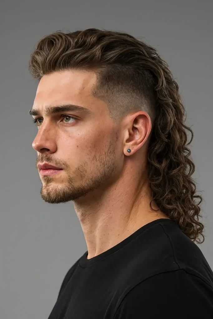 1. Textured Tapered Mullet with Defined Curls